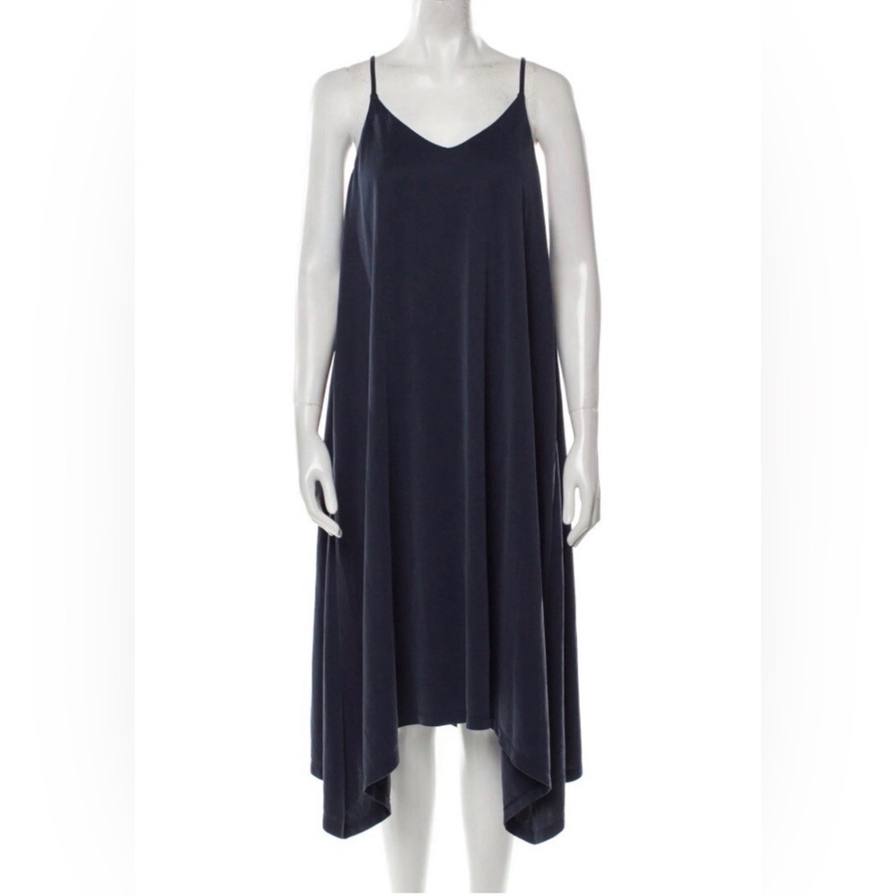 Joie Grayish Blue Sleeveless Asymmetrical V-Neck Midi Dress - Small